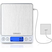 CHWARES Básculas digitales de cocina- carga USB- 3kg - 0-1g- mini básculas para alimentos- básculas eléctricas de cocina…